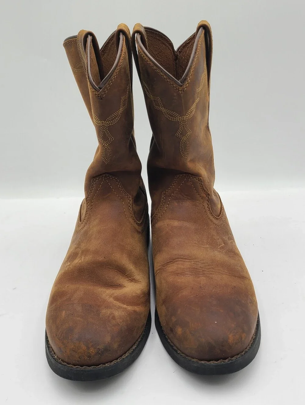 B39 Ariat 'Brown' Leather Heritage Roper Boots - Men's Size 8D